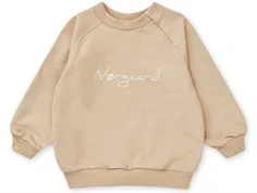 sweatshirt fra Mads Nørgaard i beige med hvidt logoprint